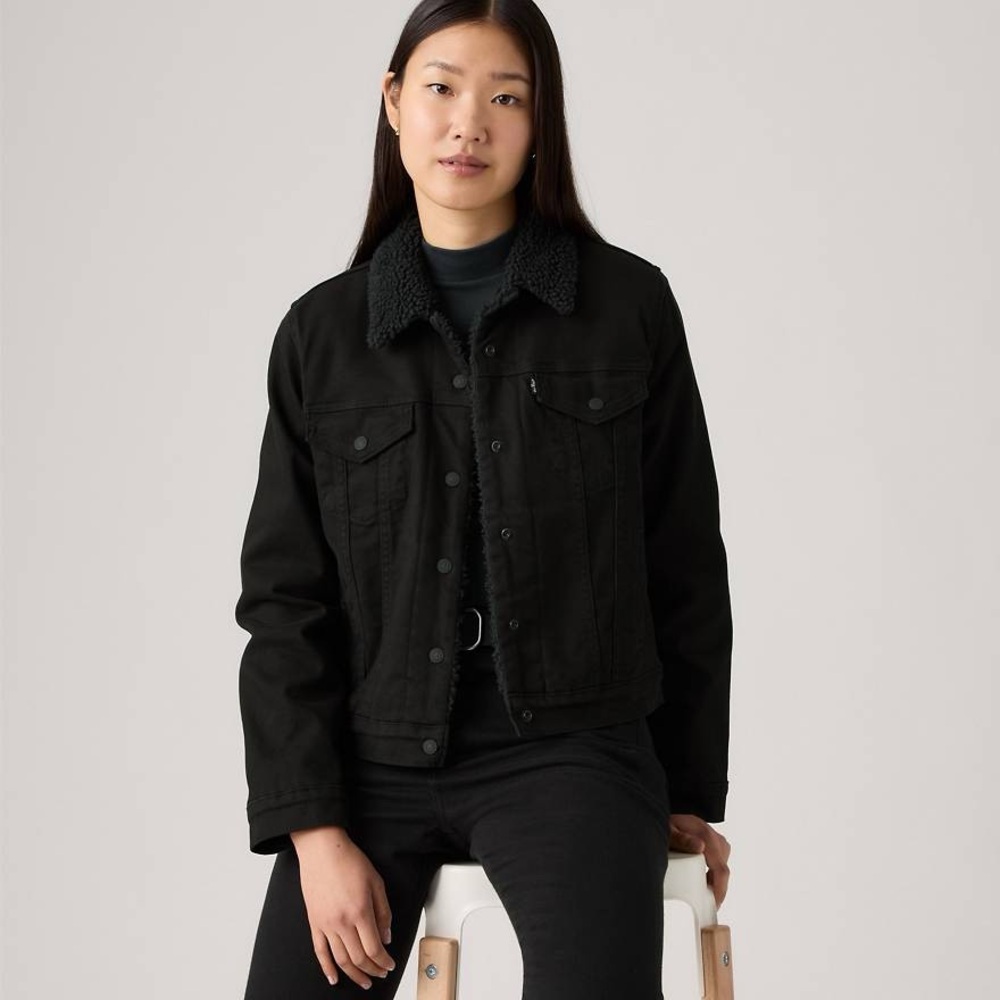 Levi's Women's Forever Black Sherpa Jean Jacket